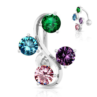 Belly Button Piercing 4 Zirconia Silver