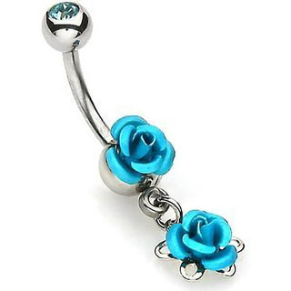 Piercing Nombril Pendentif Rose Zircone Argent