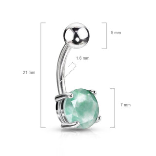 Piercing Nombril Pierre Semi-Précieuse Amazonite Ronde