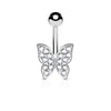 Piercing Nombril Papillon Zircone Argent