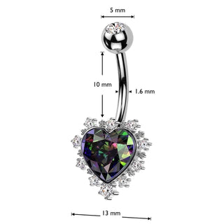 Belly Button Piercing heart zirconia