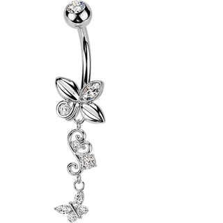 Belly Button Piercing butterfly and filigree butterfly dangle