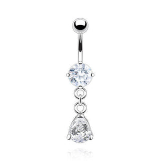 Piercing Nombril Pendentif Goutte Zircone Argent