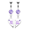 Piercing Nombril Pendentif Cœur BEST FRIEND Zircone