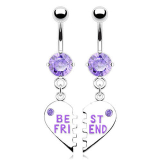 Piercing Nombril Pendentif Cœur BEST FRIEND Zircone