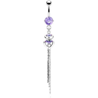 Belly Button Piercing Heart dangle Zirconia Silver