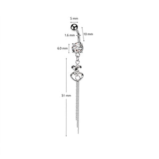 Belly Button Piercing Heart dangle Zirconia Silver
