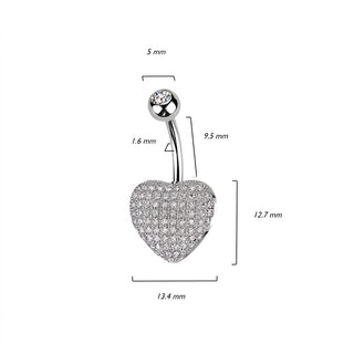 Belly Button Piercing Heart Zirconia