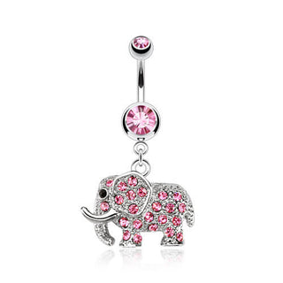 Piercing Nombril Pendentif Éléphant Zircone Argent