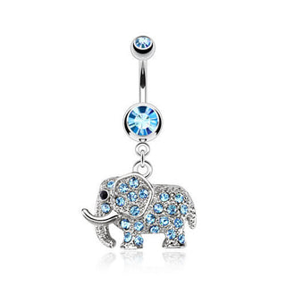 Piercing Nombril Pendentif Éléphant Zircone Argent