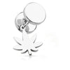 Faux Plug Pendentif Feuille De Chanvre Or Filetage Interne