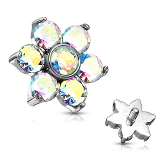 Top top flower zirconia prong setting Internally Threaded