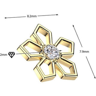 Titanium Top Top Pentagonal Cut Out Flower Zirconia Internally Threaded