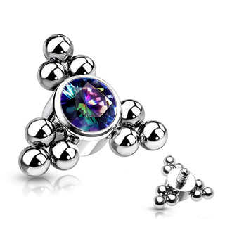 Titanium Top top zirconia bezel setting beaded balls Internally Threaded