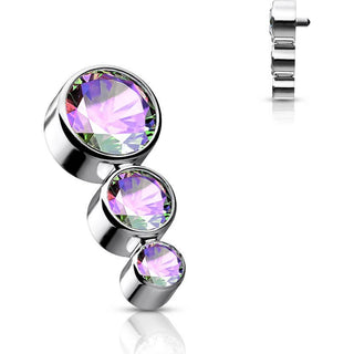 Titanium Top top 3 zirconias bezel setting Internally Threaded