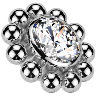 Titanium Top flower zirconia with beaded ball edge Internally Threaded