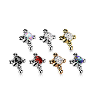Titanium Top top cross zirconia beaded balls Internally Threaded