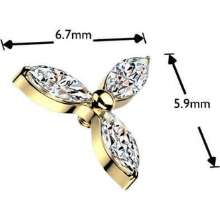 Titanium Top top flower zirconia marquise cut Internally Threaded