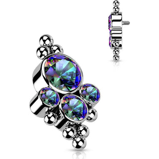 Titanium top 4 zirconias beaded ball edge Internally Threaded