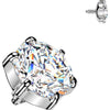 Titanium Top Top 6 Prong Setting Round Cubic Zirconia Internally Threaded