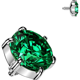 Titanium Top Top 6 Prong Setting Round Cubic Zirconia Internally Threaded