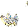 Titanium top 3 marquise cubic zirconia fan Internally Threaded