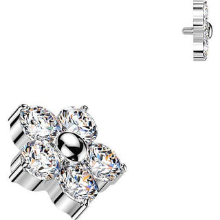 Titanium Top top 5 cubic zirconia flower Internally Threaded
