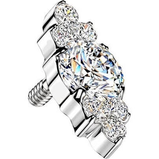 Titanium top round cubic zirconia with trinity cubic zirconia clusters Internally Threaded