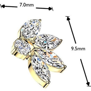 Titanium top 4 marquise cubic zirconia fan with round cubic zirconia Internally Threaded