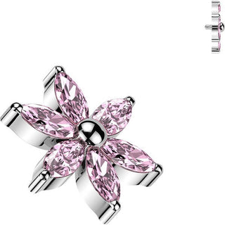 Titanium top 6 marquise cubic zirconia flower Internally Threaded