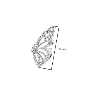 Or 14kt Embout Embout Papillon Zircone Enfoncer