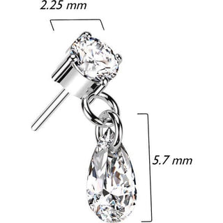 Or 14kt Embout Pendentif Larme Zircone Enfoncer