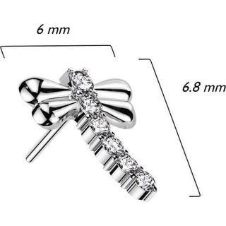 Or 14kt Embout Libellule Zircone Enfoncer