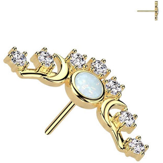 Solid Gold 14 Carat top opal zirconia Push-In