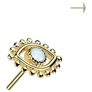 Solid Gold 14 Carat top eye opal Push-In