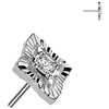 Solid Gold 14 Carat top diamond shape zirconia Push-In