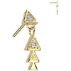 Solid Gold 14 Carat top triangles dangle zirconia Push-In