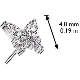 Or 14kt Embout Embout papillon zircone Enfoncer