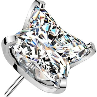 Titanium Top top square flower cubic zirconia Push-In
