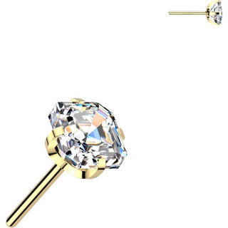 Titanium Top Top Prong Setting Square Asscher Cut Cubic Zirconia Push-In