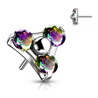 Titanium Top Top Triangle Zirconia prong setting Push-In