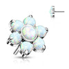 Titanium Top Top Flower Opal Silver Push-In