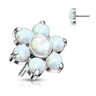 Titanium Top Top Flower Opal Silver Push-In