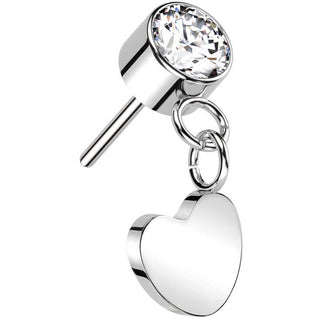 Titanium Top top heart dangle zirconia Push-In