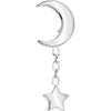 Titanium Top crescent moon star dangle chain Push-In
