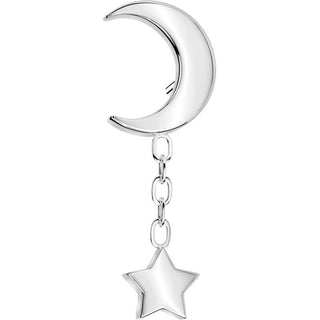 Titanium Top crescent moon star dangle chain Push-In