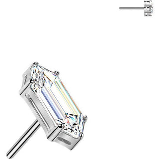 Titanium top prong set elongated hexagon cubic zirconia Push-In