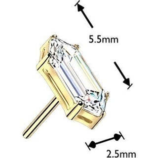 Titanium top prong set elongated hexagon cubic zirconia Push-In