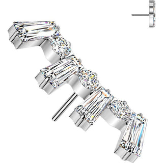 Titanium Top top baguette and round cubic zirconia crown Push-In