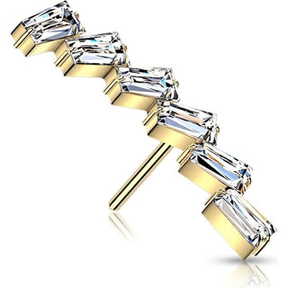 Titanium Top top rectangle cubic zirconia curve Push-In